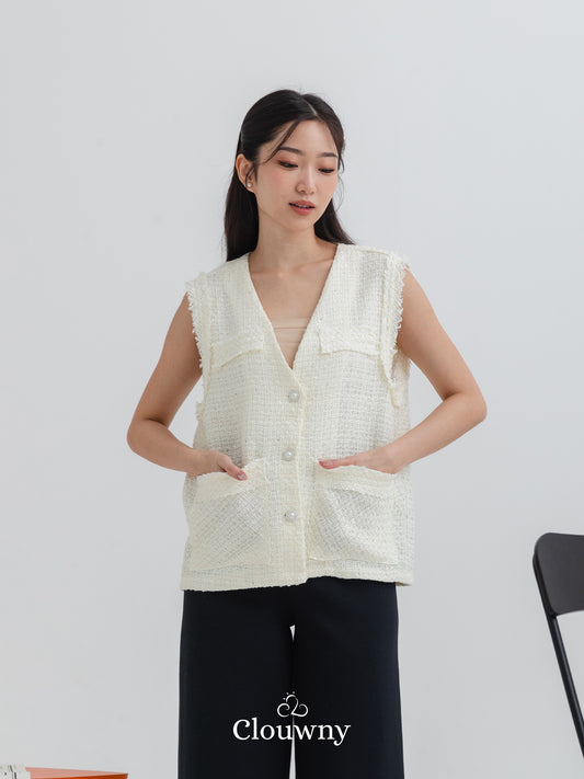 Nada Tweed Vest - White