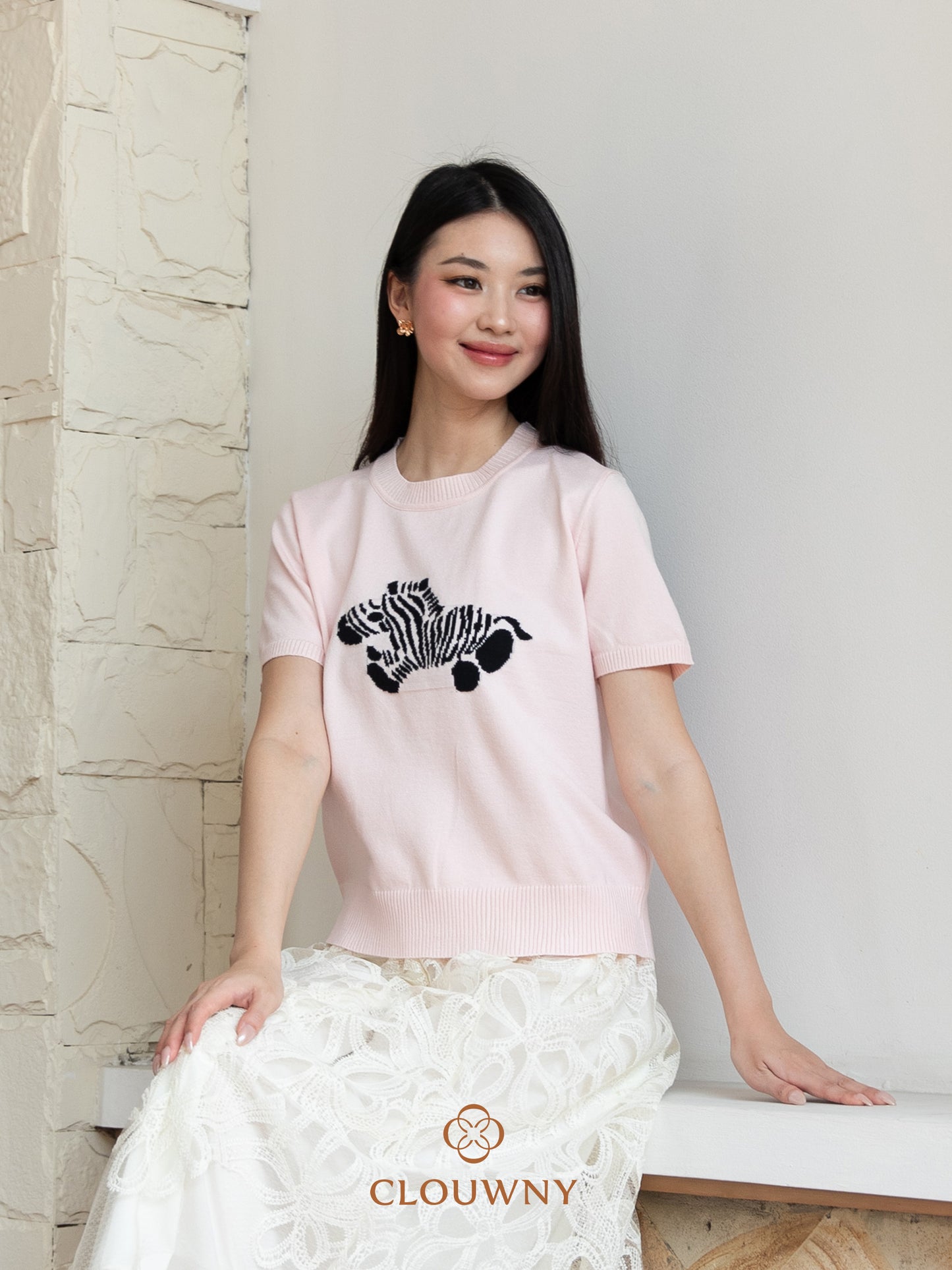 Zebra Knit Top - Pink