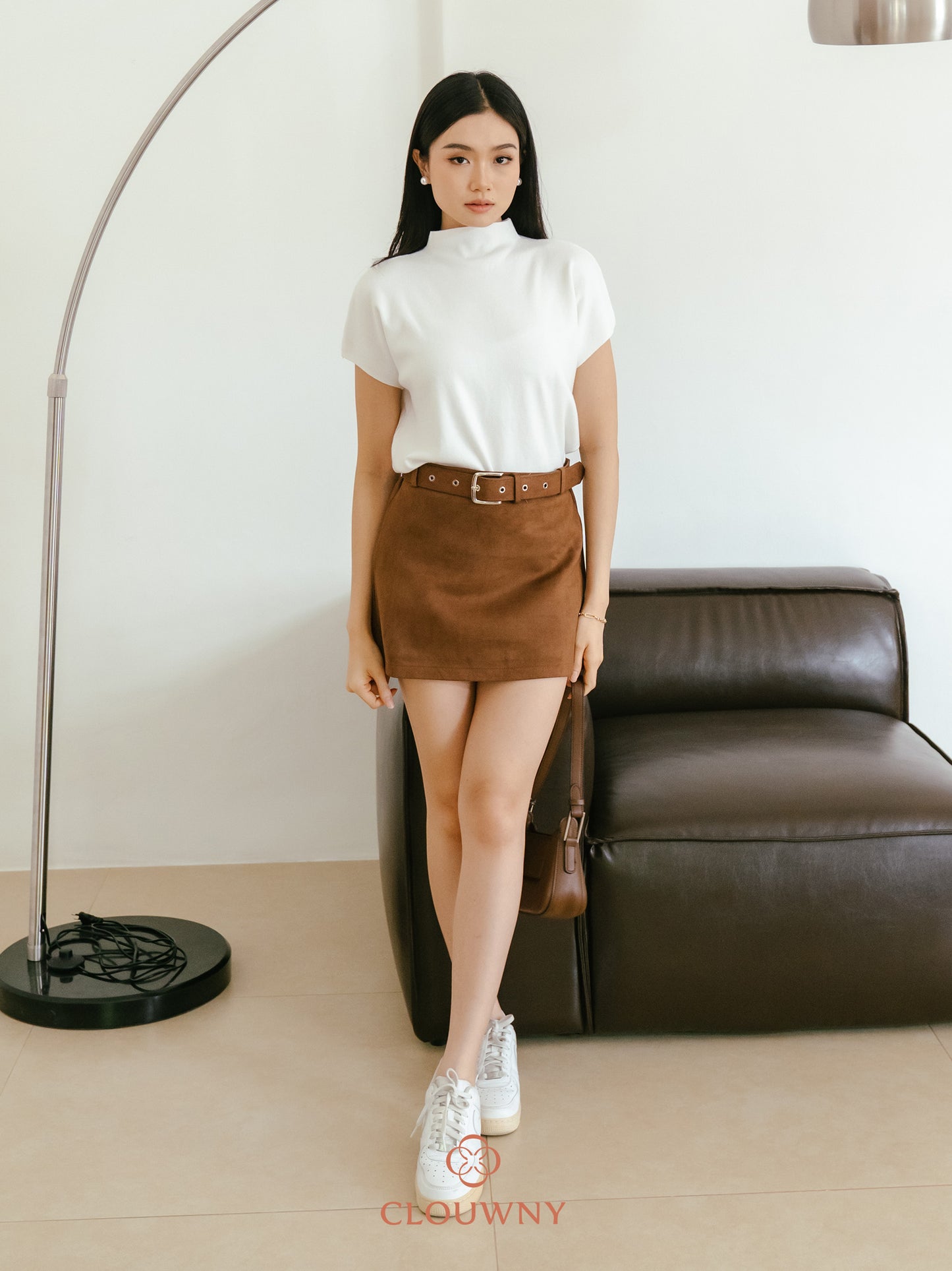 Paula Suede Mini Skort - Mocca