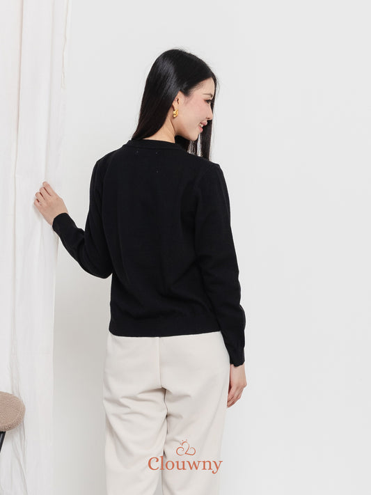 Oxa Button Knit Cardigan - Black