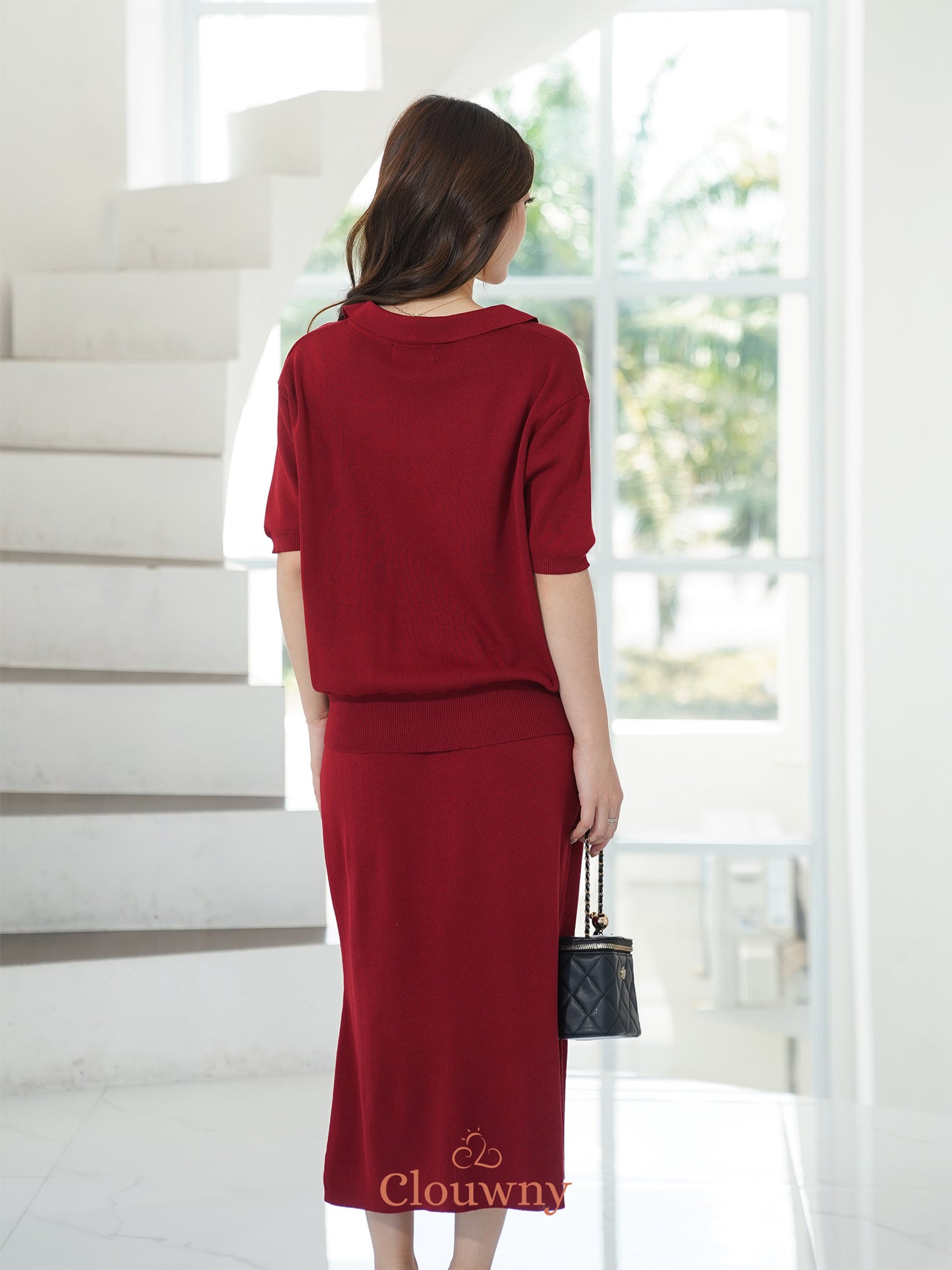 Missy Button Knit Set - Maroon