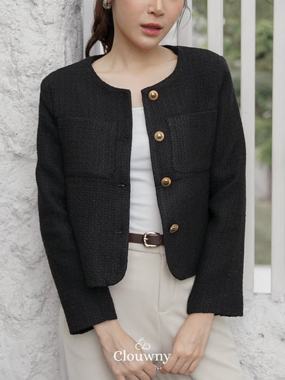 Davia Tweed Blazer - Black