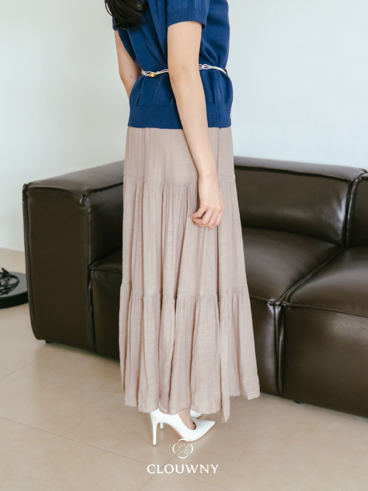 Summer Maxi Linen Skirt - Khaki