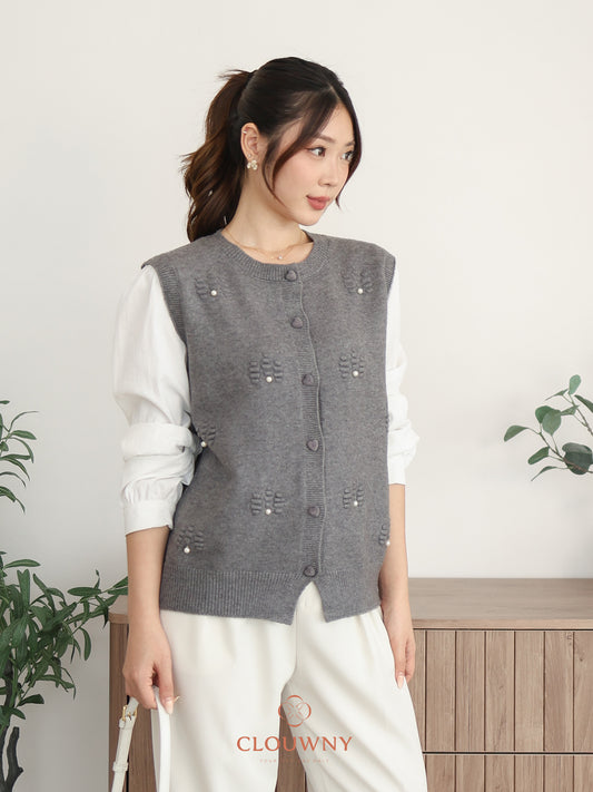 Merita Button Combi Top - Grey