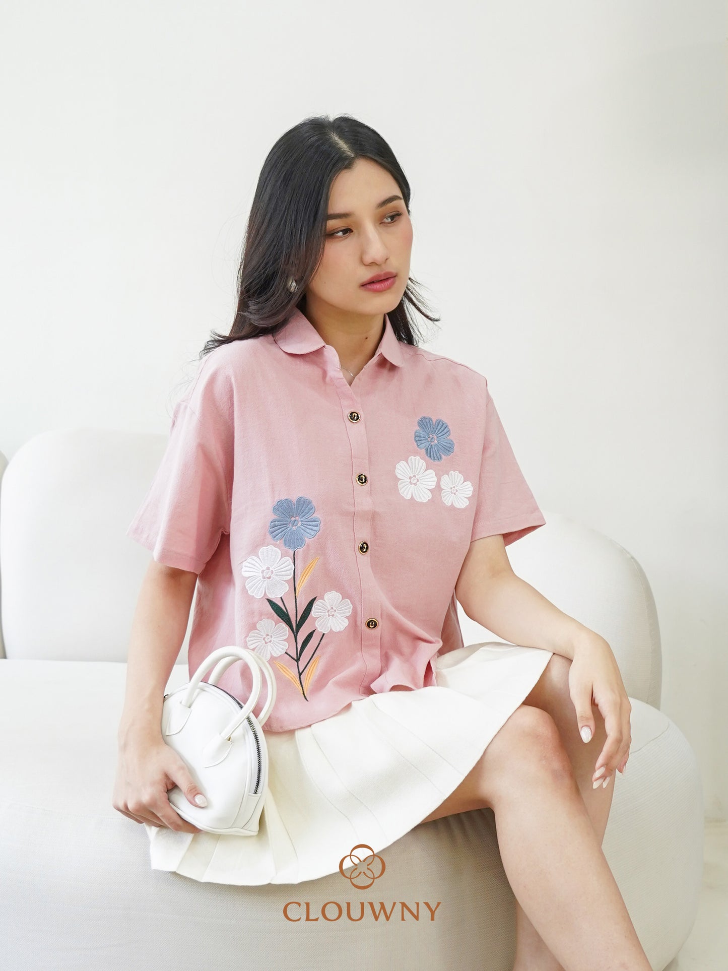 Loka Flower Cotton Shirt - Pink