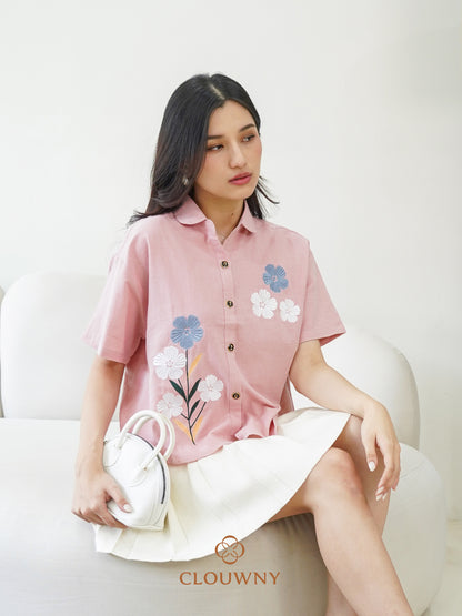 Loka Flower Cotton Shirt - Pink