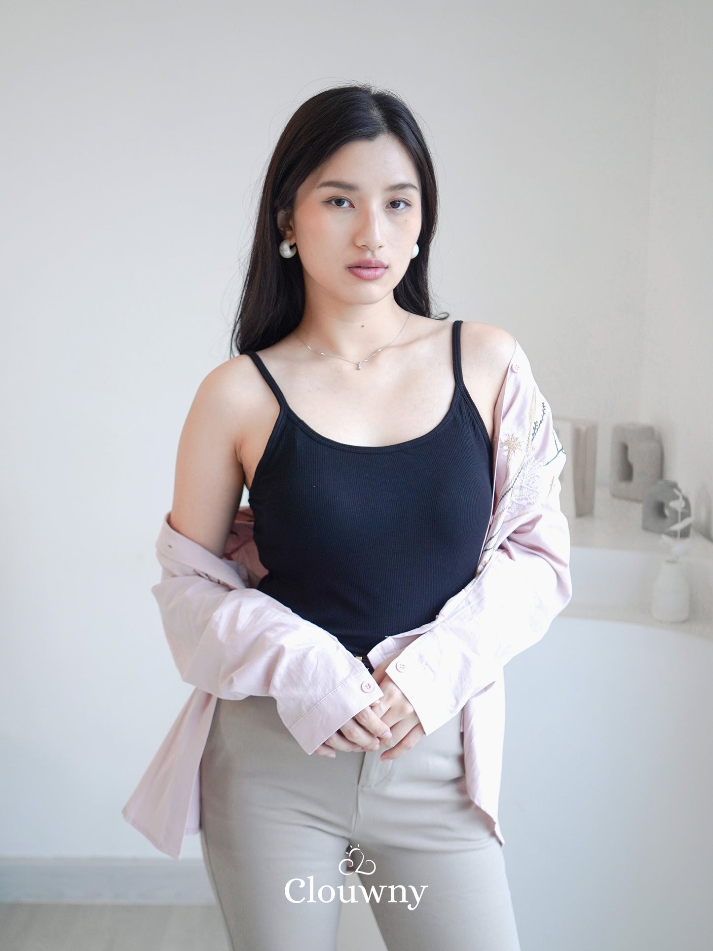 Essential Tanktop Bra Spagheti Strap - Black