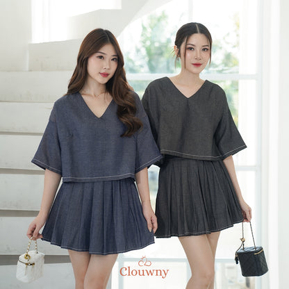 Hansen Vneck Blouse - Navy