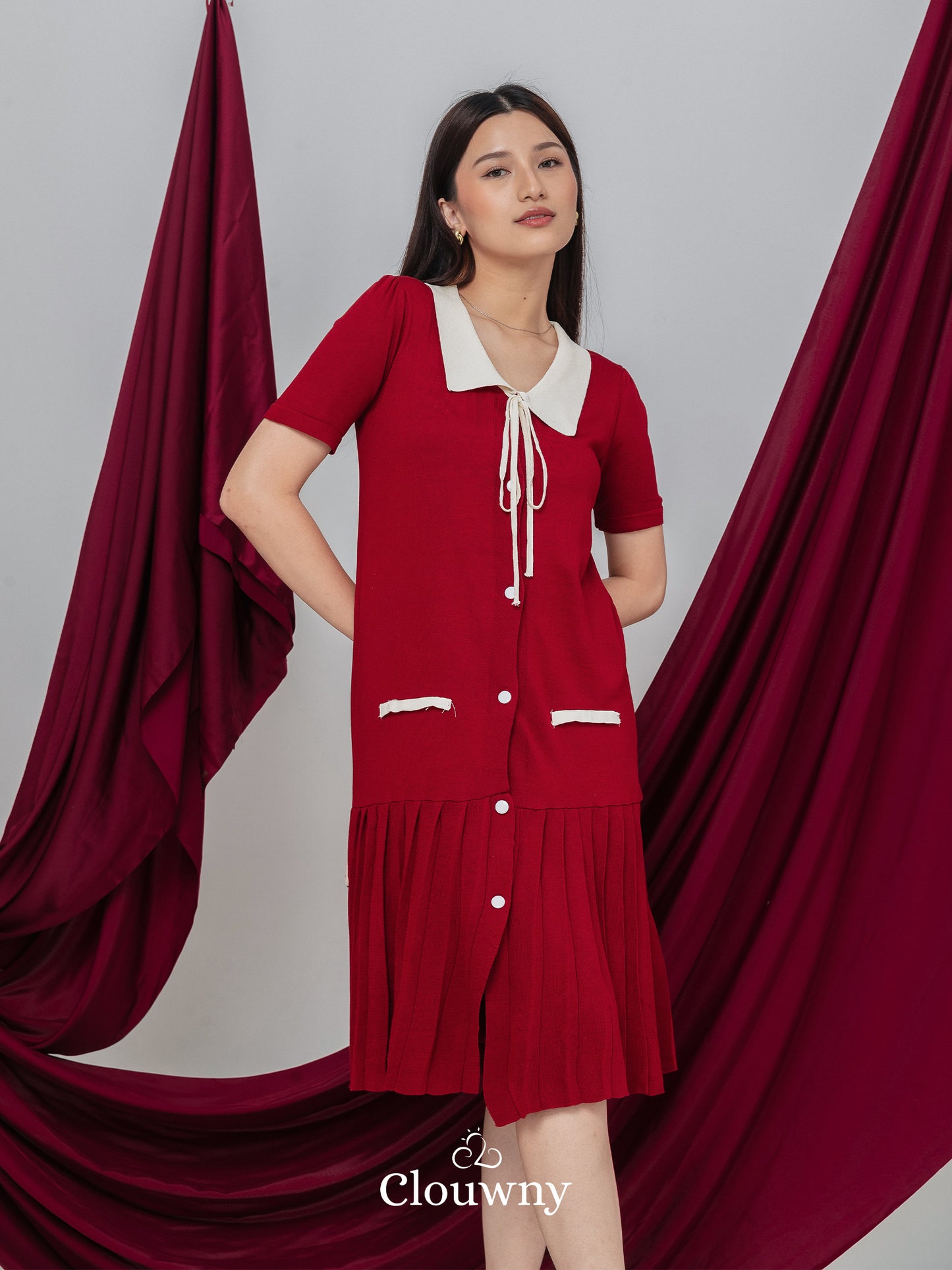 Candle Knit Dress - Maroon