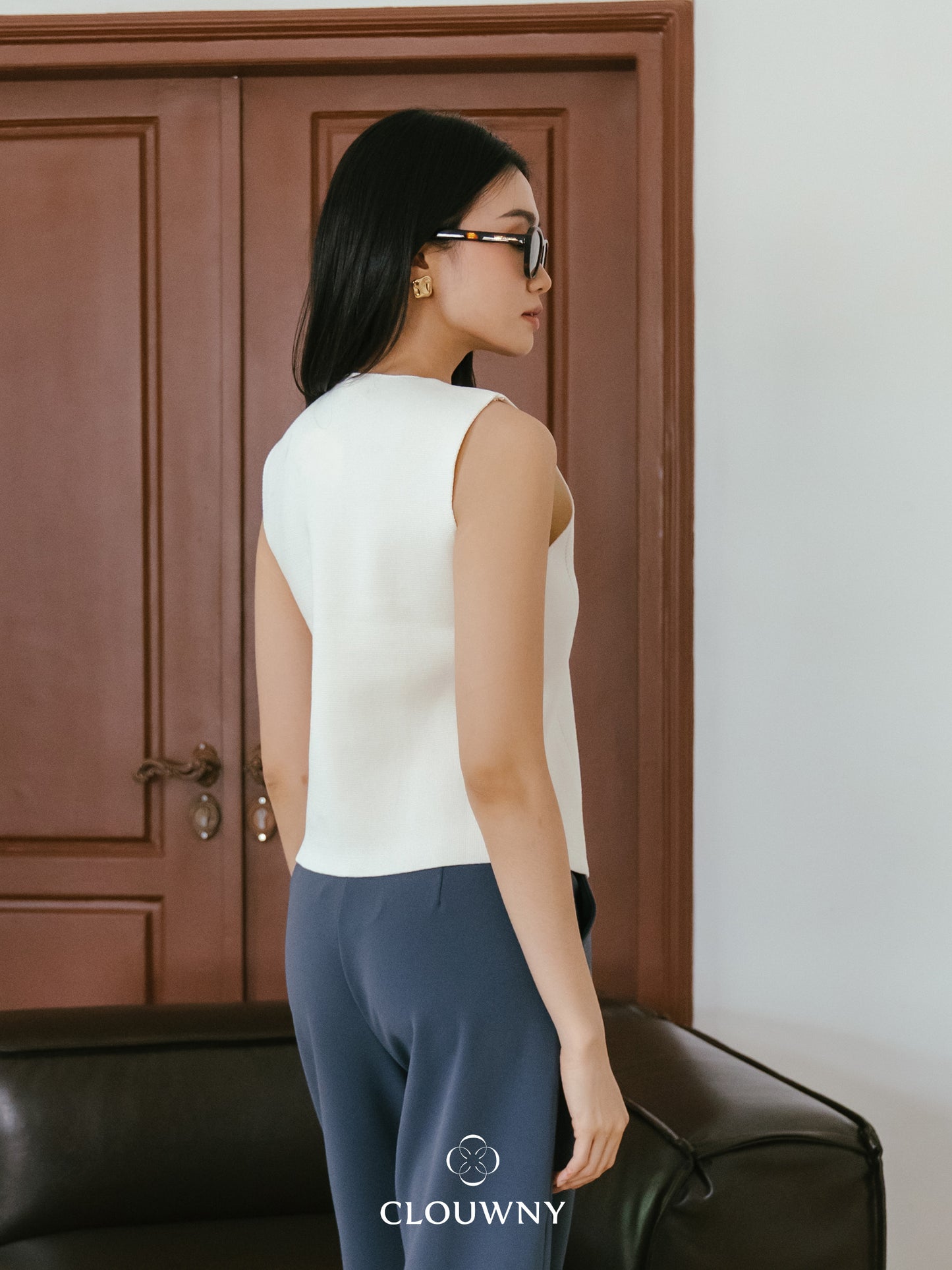 Bianca Asymmetric Vest - Cream