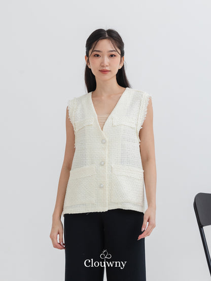 Nada Tweed Vest - White