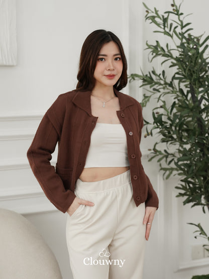 Gratia Pocket Knit Cardigan - Coffee