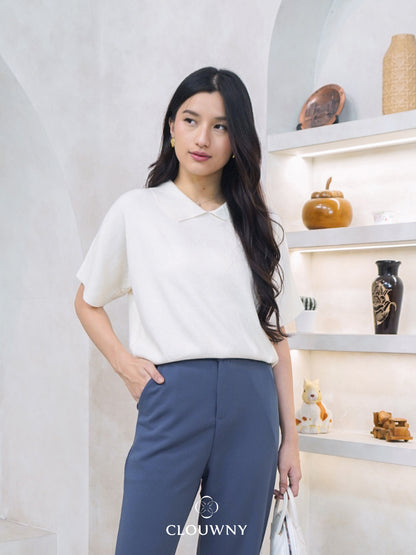 Lotie Collar Knit Top - Broken White