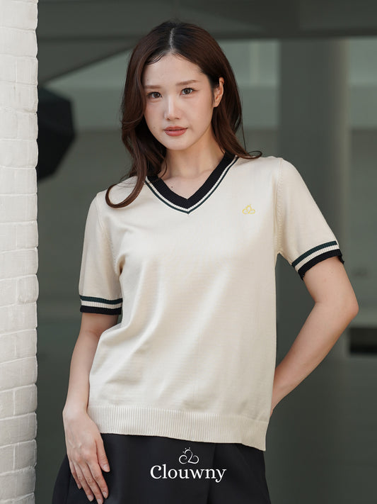 Mesi Vneck Knit Top - Cream