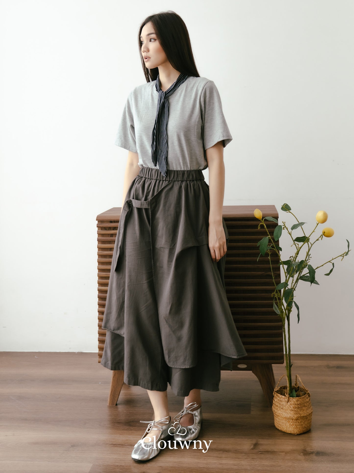 Avena Double Layer Pants - Grey