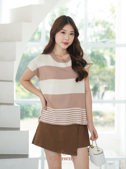 Cortes Stripes Knit Top - Mocca