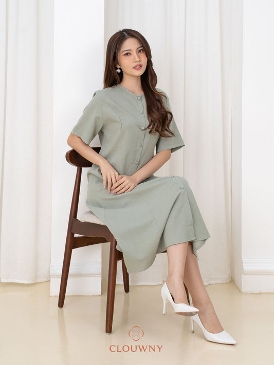 Mirsya Button Dress - Green