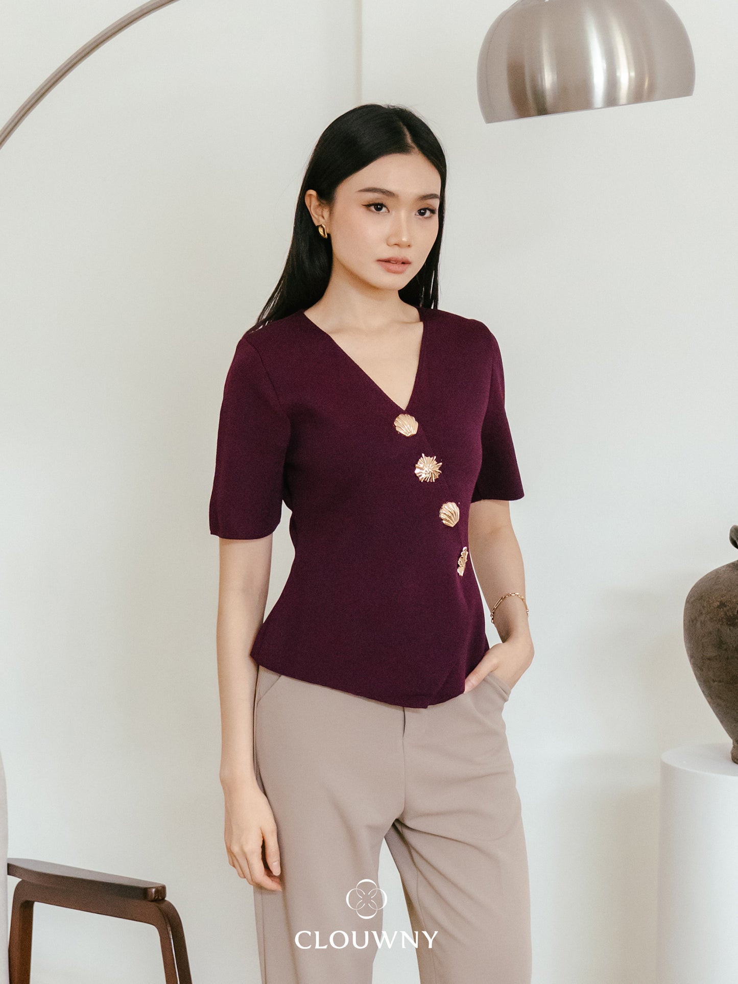 Solea Asymmetric Button Top - Magenta