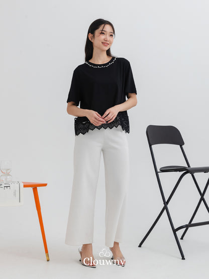 Megan Pearl Blouse - Black