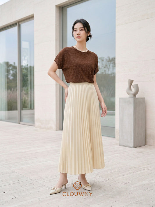 Aretha Pleated Skirt - Cream