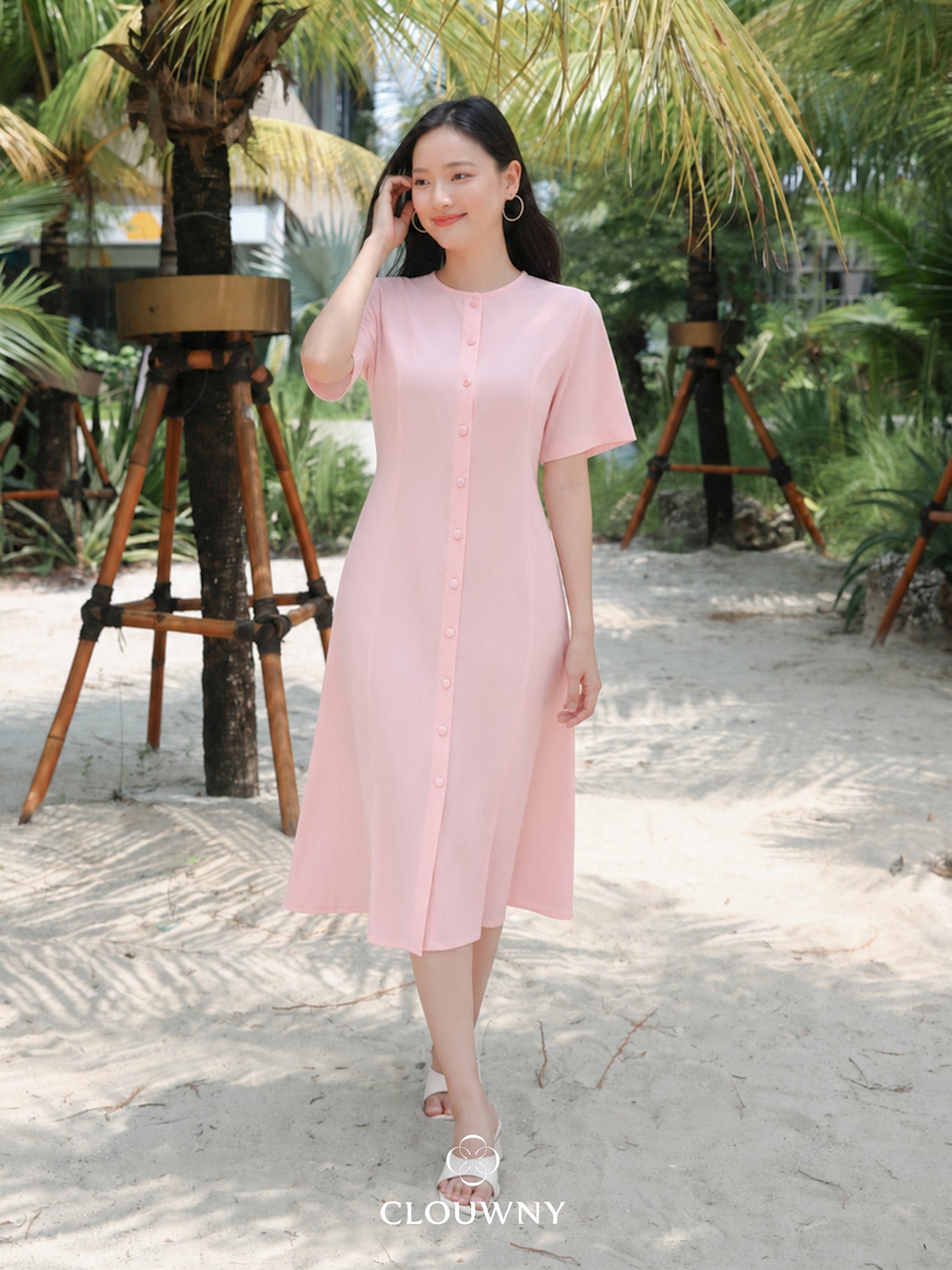 Mirsya Button Dress - Pink