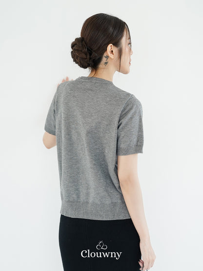 Rizel Double Button Top - Grey