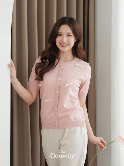 Ferlina Bow Knit Top - Pink