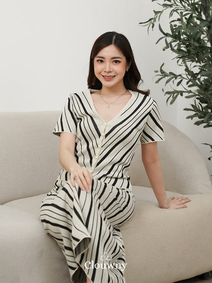 Espana Vneck Knit Set - Cream