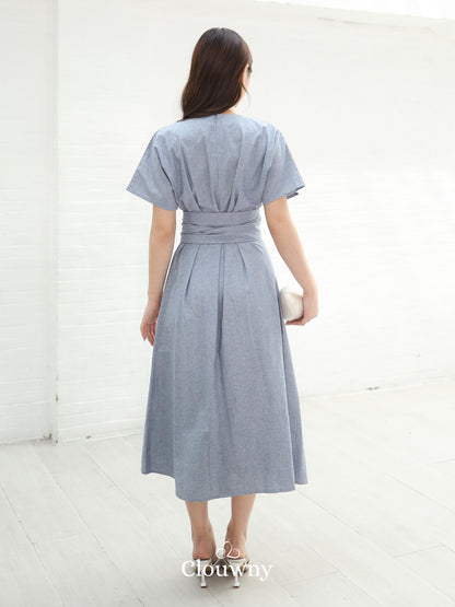 Cava Obi Kimono V-Dress - Blue