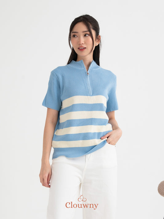 Smith Zipper Top - Sky Blue