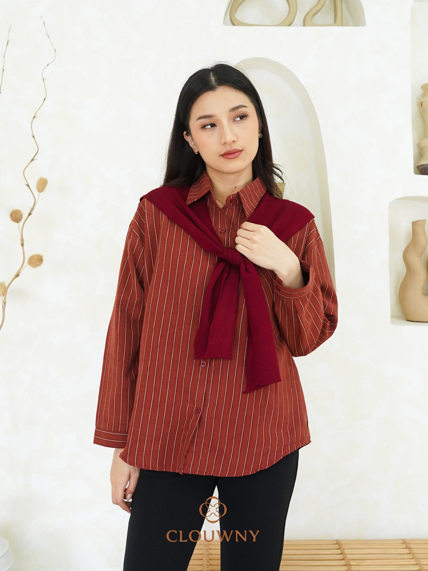 Candela Stripes Scarf - Maroon