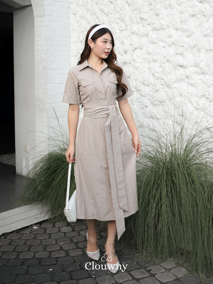 Standford Button Dress - Khaki