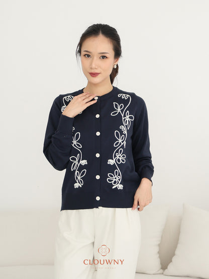 Brinda Button Cardigan - Navy