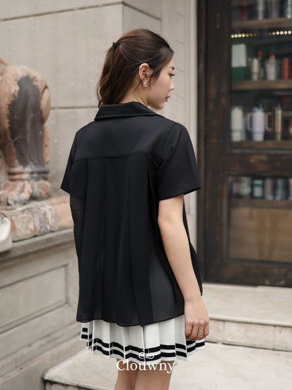 Alverina Button Semi Blazer - Black