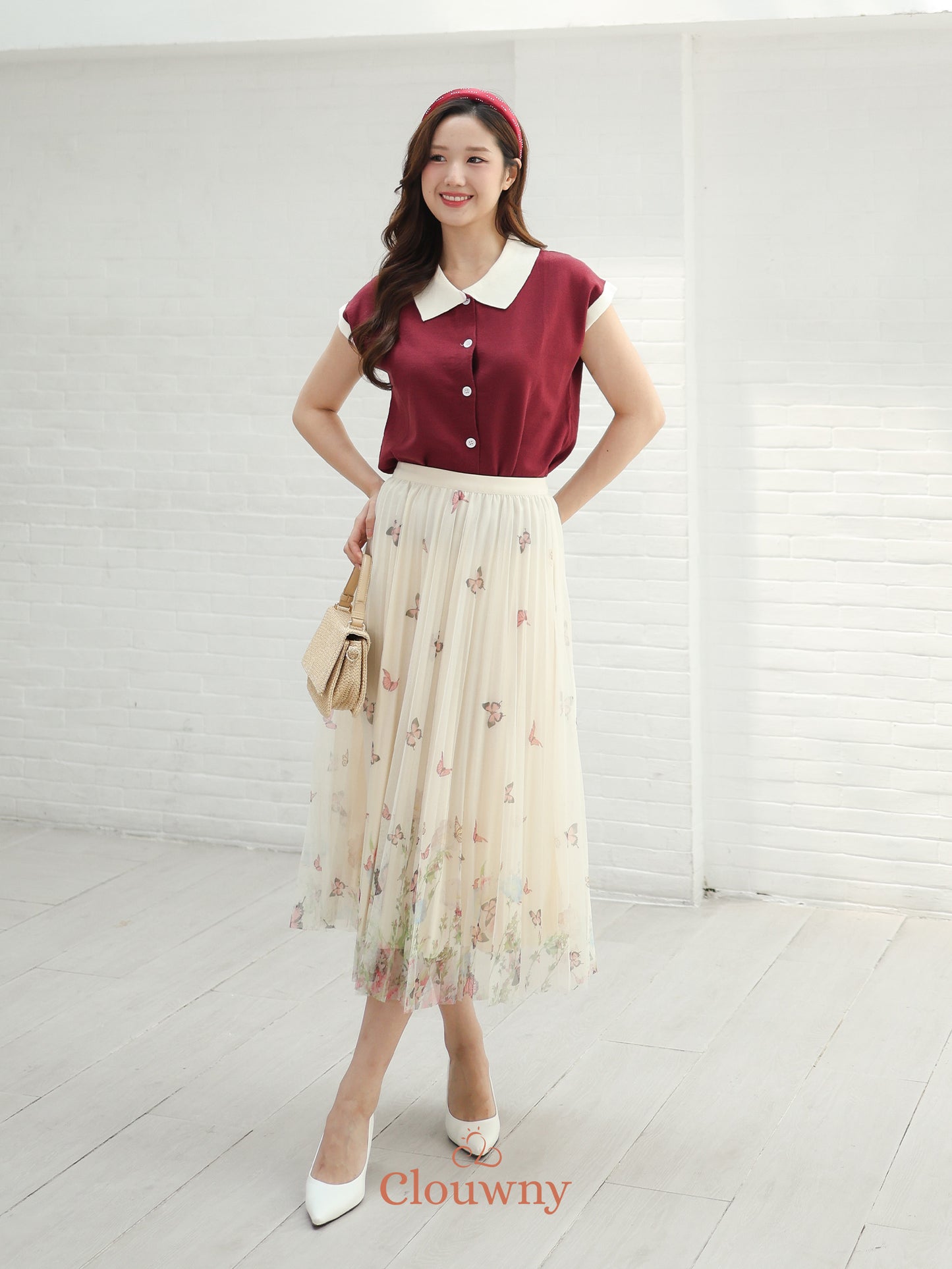 Dava Collar Knit Top - Maroon (MINOR)