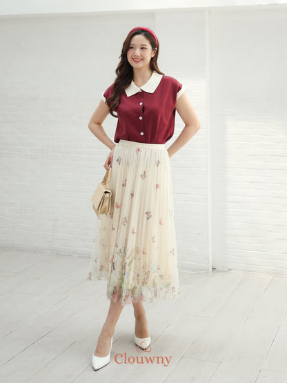 Dava Collar Knit Top - Maroon (MINOR)