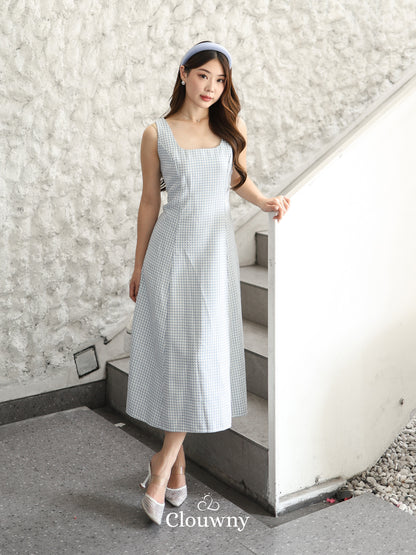 Callaia Houndstooth Dress - Blue