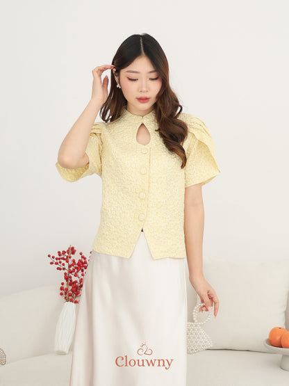 Jiro Button Qipao Top - Yellow