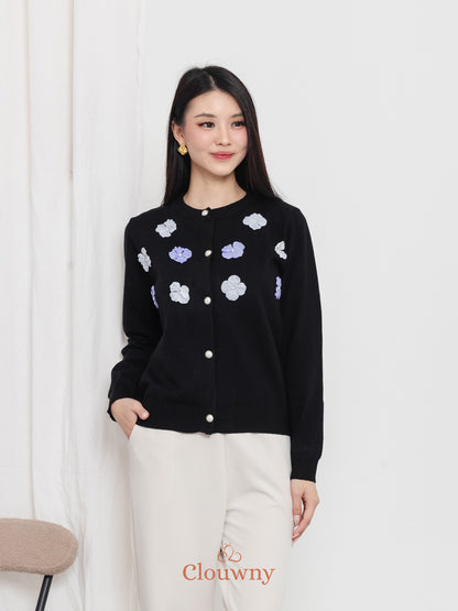 Oxa Button Knit Cardigan - Black