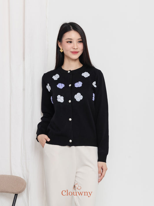 Oxa Button Knit Cardigan - Black