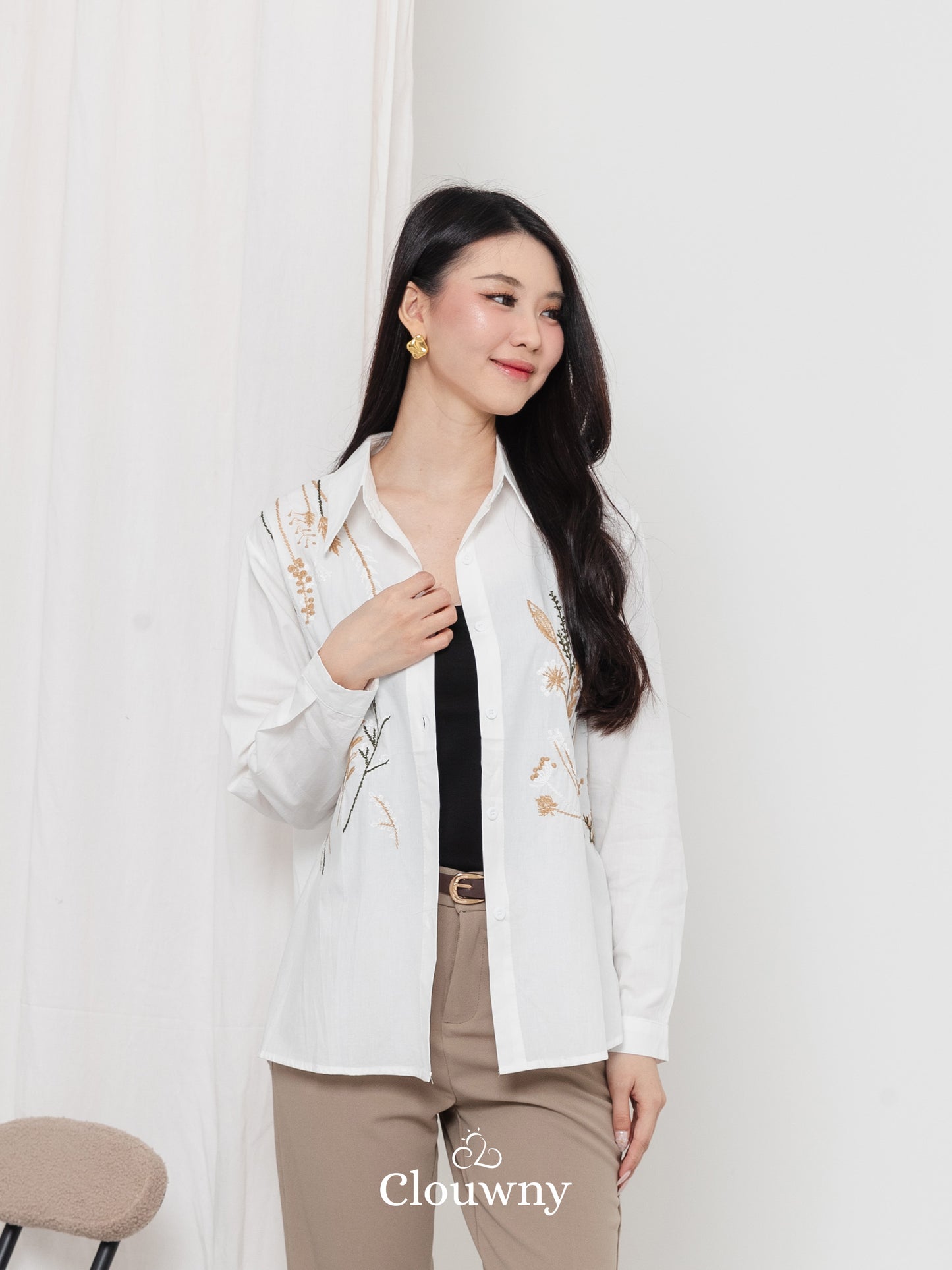 Katerin Flower Shirt - White