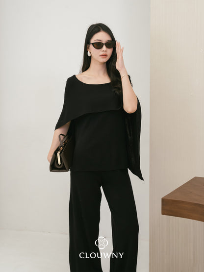 Viona Cape Knit Set - Black