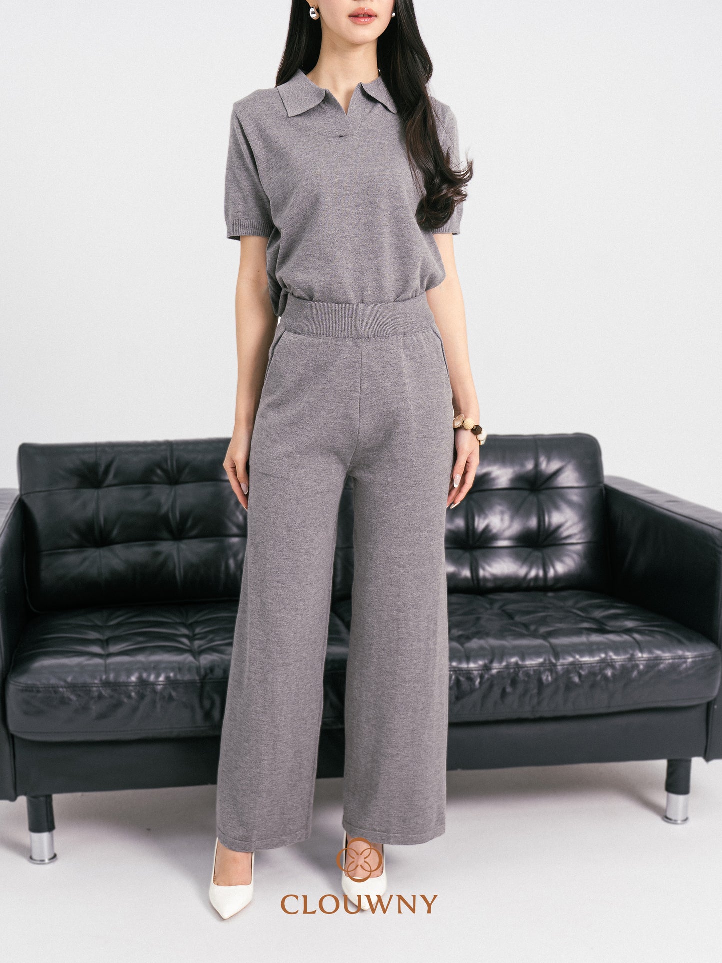 Bethani Collar Knit Set - Grey