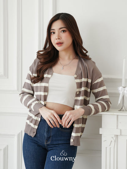 Verena Button Knit Top - Beige