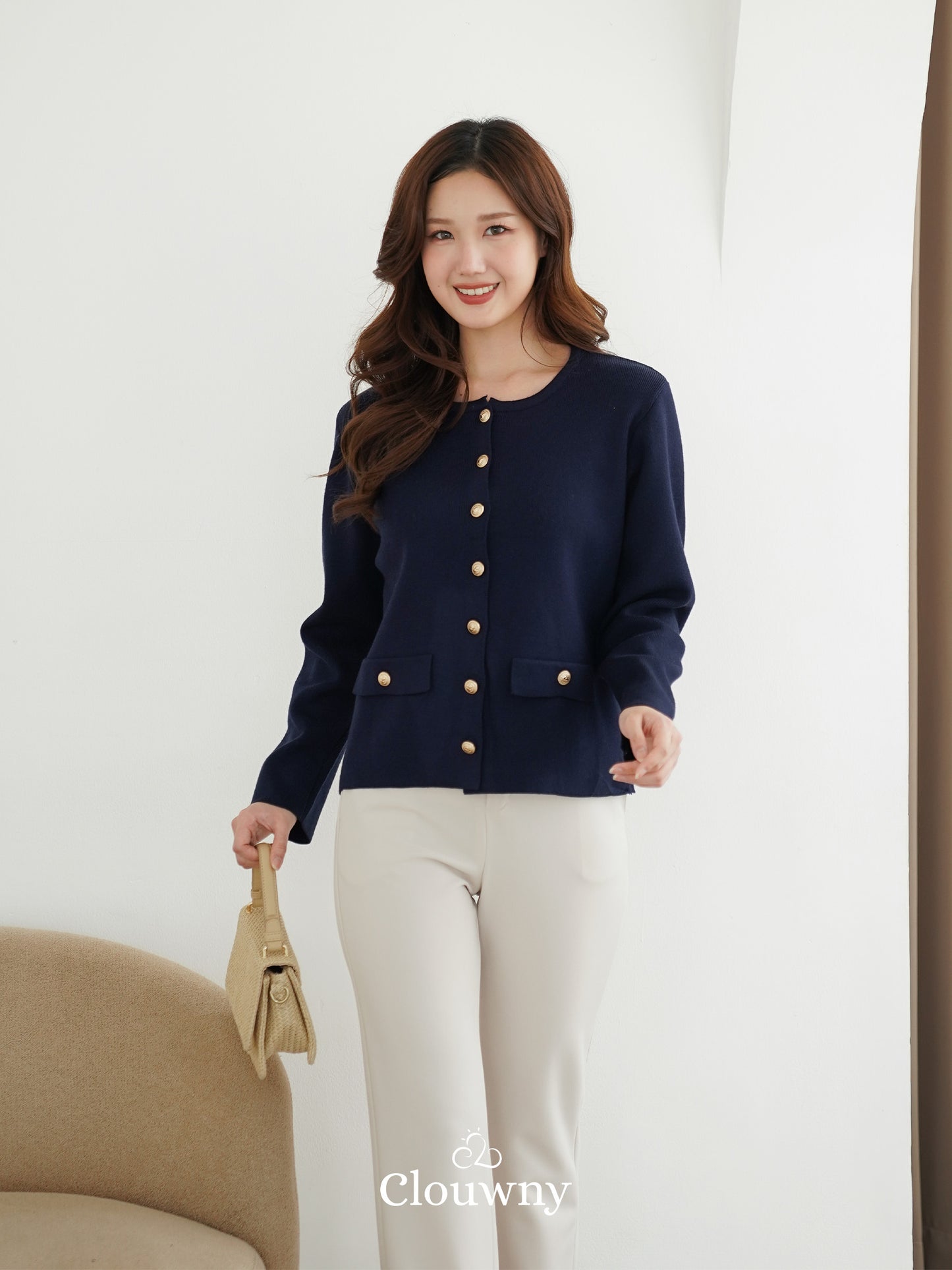 Luxen Button Cardigan - Navy