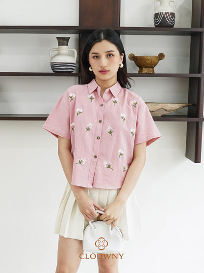 Riley Mini Flower Shirt - Pink