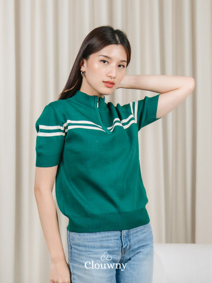 Mia Stripes Top - Emerald Green