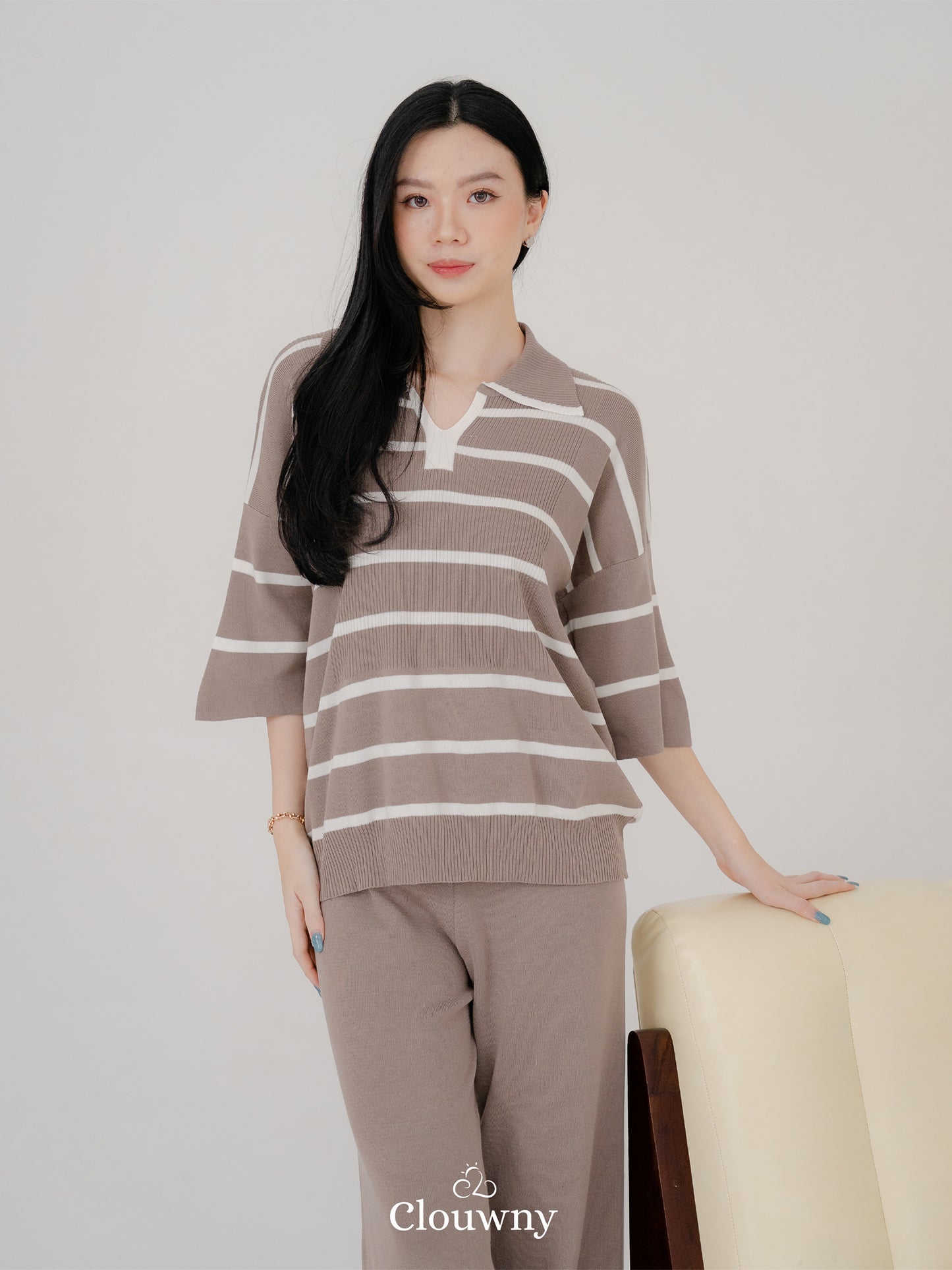 Natasya Stripes Set - Beige