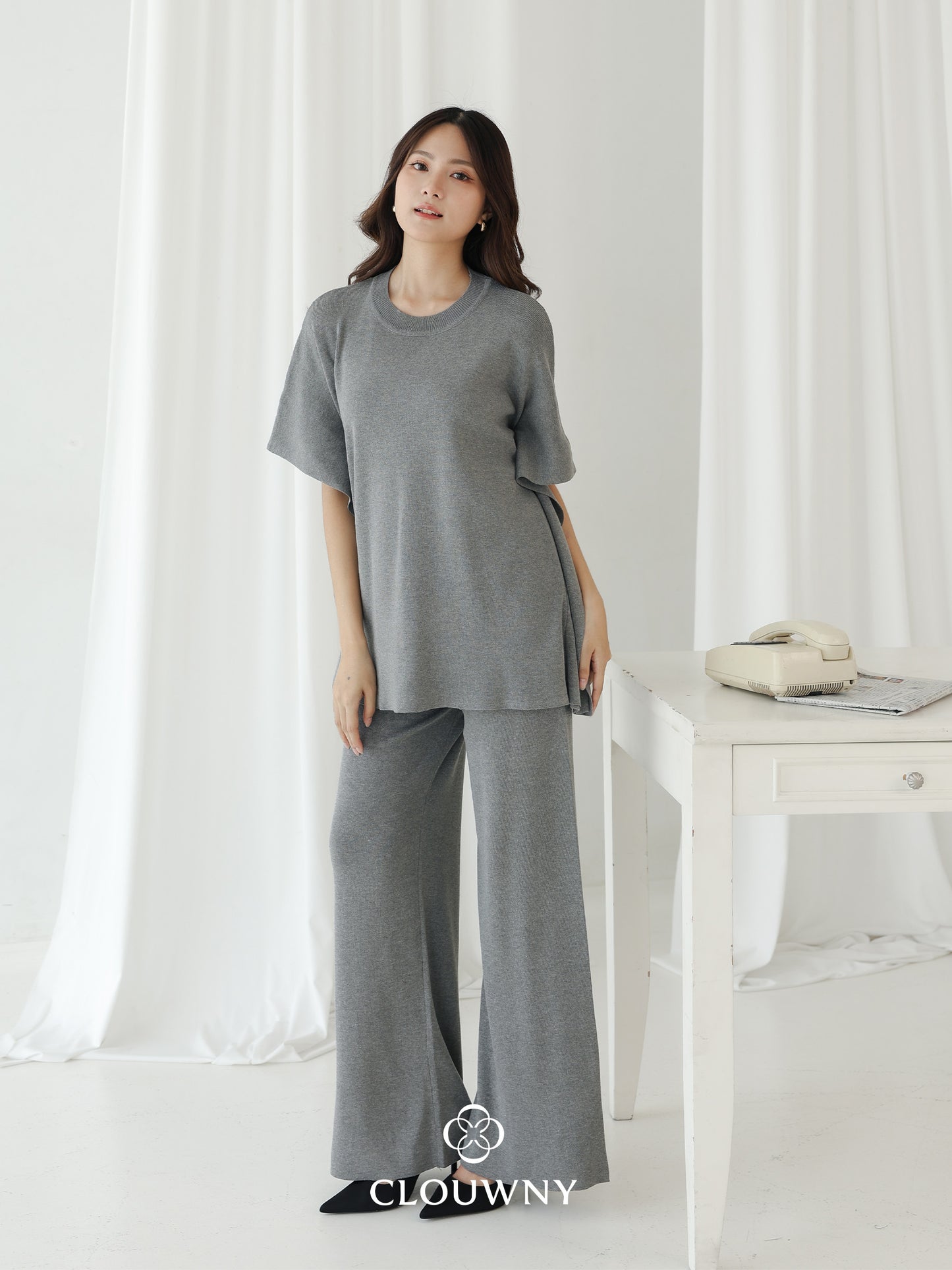Joel Batwing Knit Set - Grey
