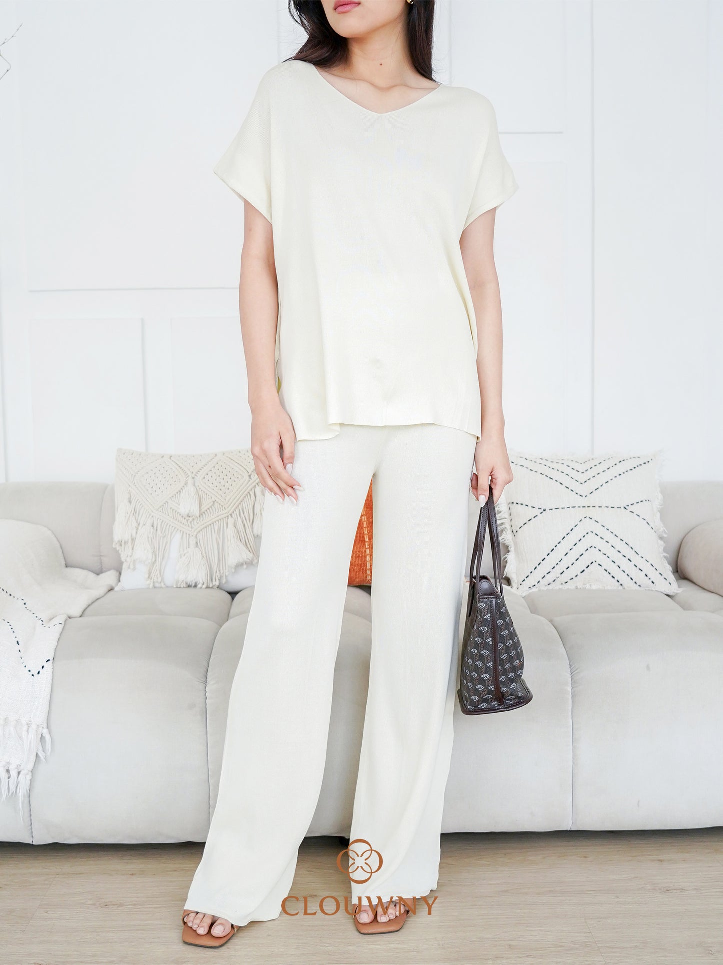 Kala Vneck Knit Set - Broken White